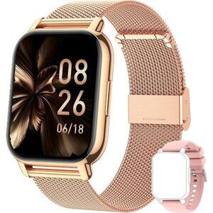 🆕Men  Women's Rose Gold Pink Smartwatch, 1.85" AI Voice Control, Fitness Track